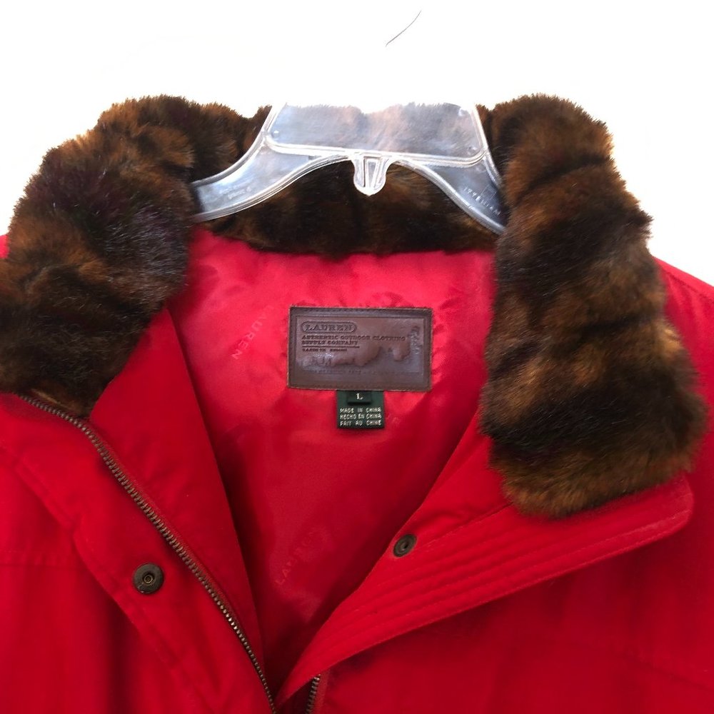 Lauren by Ralph Lauren Red Women's Coat with Brown